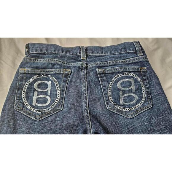 Bebe Women's Dark Wash Bootcut Low Rise Rhinestone Jeans - Size 28 - Picture 3 of 9